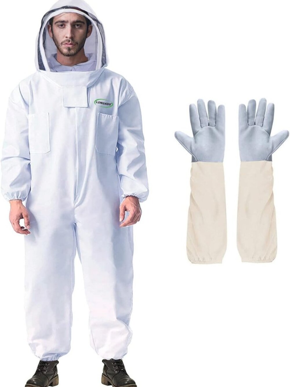 Full Body Beekeeper Suit for Men with Gloves & Veil - XL Protective Gear
